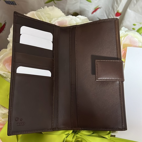 New Gucci green long leather wallet 17 x 9.5 cm - Picture 3 of 6